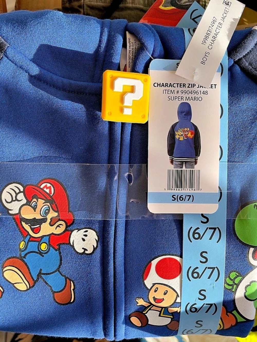 NWT - Nintendo Super Mario Character Zip Jacket Blue & Red Boys Small (6/7)